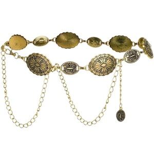 Vintage Western Gold Chain Belt Cowgirl Boho Y2K Grunge Adjustable
